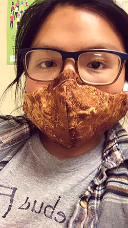 Person with donated mask