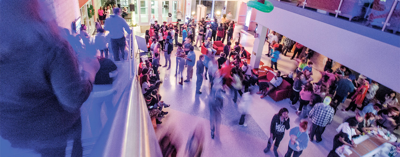 Students have fun during an evening event in the Lane Center